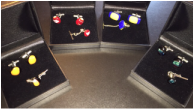 men's cuff links and tie tacks in OU, OSU, and SE colors